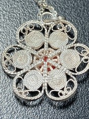Beautiful Vintage Filigree .900 Silver Flower Necklace & Earrings (D.N. Stamp)
