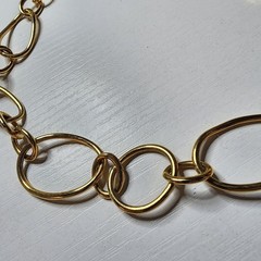 Vintage Joan Rivers Signed Gold Tone Necklace Statement Big Oversized Links Adj