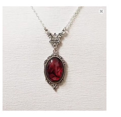 Gothic Blood Red Quartz Pendant Necklace Vampire Witch Choker Women Jewelry