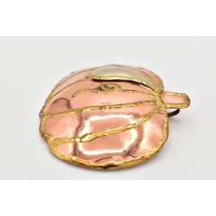 Vintage 3″ Brutalist Pumpkin Pin Brooch Pendant Large Copper Gold Chunky BinJ