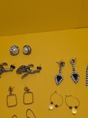 22 Pairs MCM Retro Vintage Fun Pierced Earrings Rhinestones Faux Pearls Beaded