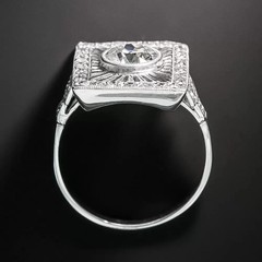 Starburst Art Deco Style Lab Created Diamond Engagement 14K White Gold FN Ring