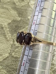 Vintage Art Deco Almandine Garnet Ring From London 9 CT Yellow Gold Size 7