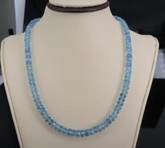 Estate 40ct 4.7mm Natural Aquamarine Bead 17″ Sterling Silver Necklace, 12.9g
