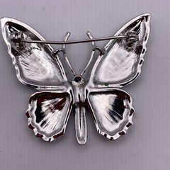 Butterfly Pin Brooch Silver Tone Green & Blue Enamel Jewelry No Brand B9C