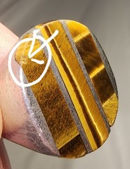 Vintage Sterling silver ring features an inlaid tiger’s eye , SZ 11.25, Signed