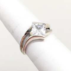 Vintage Elegant RING Silver 925 with Chic Bright Stone -size: 9.25US (19mm)| #25