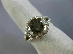 ESTATE 3.51CT DIAMOND & AAA SMOKY TOPAZ 14KT YELLOW GOLD HALO ENGAGEMENT RING