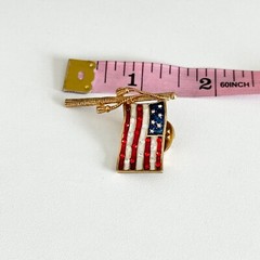Vintage 4th Of July USA American Flag Red White Blue Enamel Rhinestone Lapel Pin