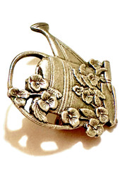 SIGNED Birds & Blooms Garden Watering Can Brooch LE 2000 Silver Tone 1.5”