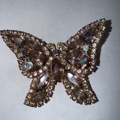 Weiss Brooch Pin Pink Butterfly 2.5 Inches Vintage Brilliant