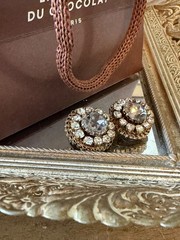 Vintage Austria prong set rhinestone cluster clip earrings