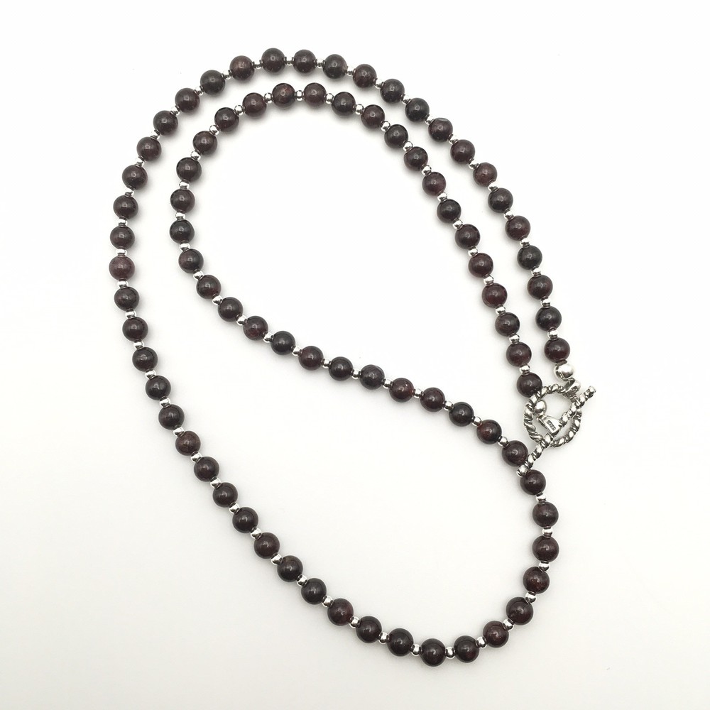 Silver Schark Handmade Sterling Silver & Garnet Toggle Necklace 20″ #98