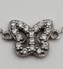 VTG 925 FAS Butterfly Necklace 16in Adjustable Sterling Silver Choker Thailand