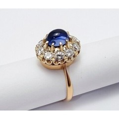 Vintage 14K Karat Solid Two Tone Multi Color Gold Sapphire & Diamond Ring