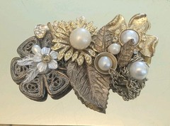 VTG Brooch Signed NANCY RUNYON YOST Mixed Metal Rare (Looks Like Mirium Haskell)