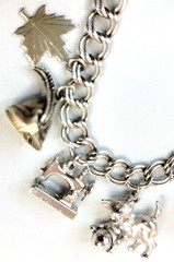 Vtg 925 JMS Sterling Silver Assorted 13 Charm Chain Bracelet 44.4 grms