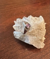 Vintage Sterling Silver Marcasite And Amethyst Ring Size 4.75-5 Hallmark 925