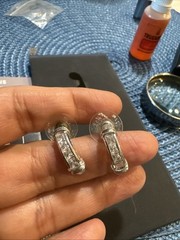 Vintage channel-set cubic zirconia half-hoop earring