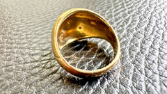 VTG KARATCLAD 18K DOME BOMBE STAR SET CZ ENGINE TURNED TEXTURE RING SIZE 5.25