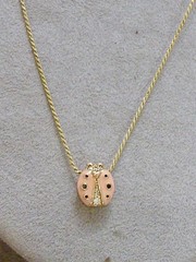 RETIRED VINTAGE PANDORA STERLING PINK ENAMEL CZ LADY BUG NECKLACE 20″ ALE