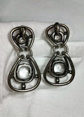 Lanvin Paris Gunmetal Color Clear Huge Crystal Drop Dangle Clip on Earrings