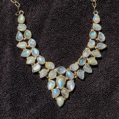 Vintage Sterling Necklace Rainbow Labrodite 16.5 inch / 92.5% Silver