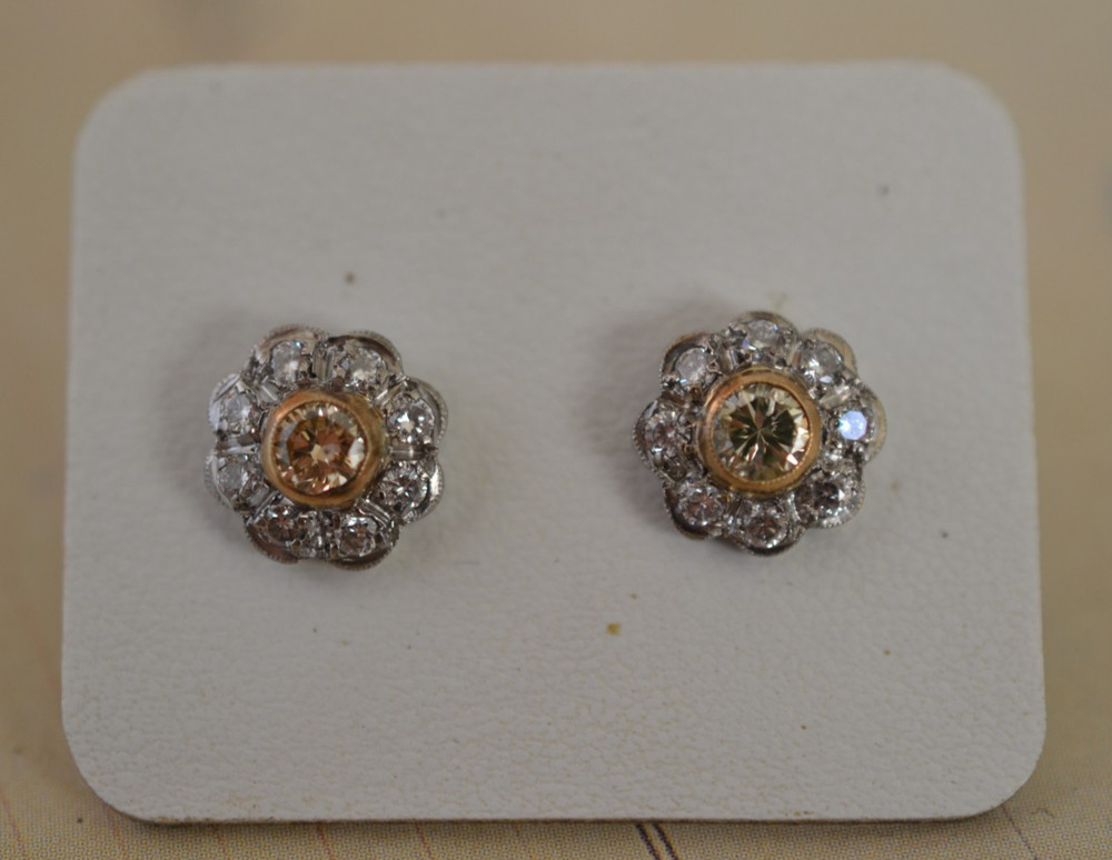 Antique Platinum and Diamond Stud Earrings 3.8 Gr
