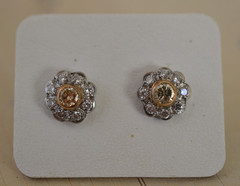 Antique Platinum and Diamond Stud Earrings 3.8 Gr