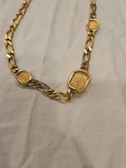 Vintage Christian Dior Classic Logo Black Rhinestone Gold Chain Necklace 18 In