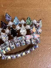 Vintage B David Crown Pin Aurora Borealis Royal AB Brooch