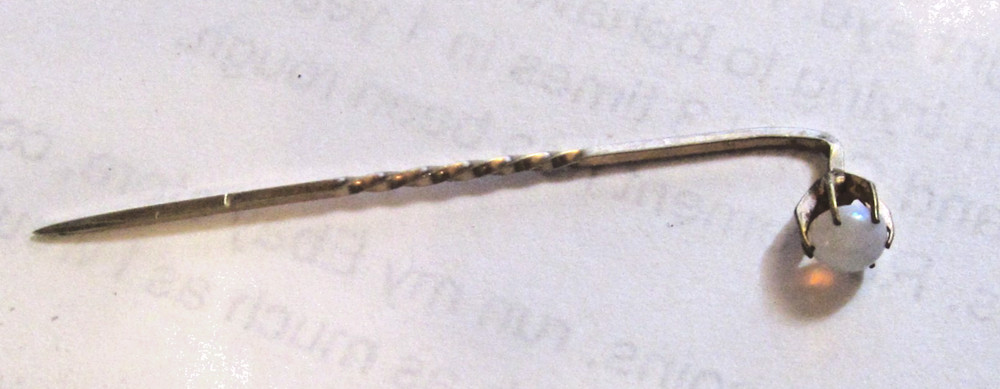 Antique Victorian 10K Yellow Gold Moostone Stick Pin, 1900 -1910? ❤️❤️❤️