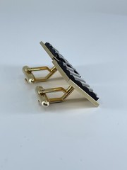 Swank Cufflinks Mother of Pearl square ribbed design bullet backs 1″