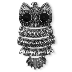 Large 3.5″ Black Eyes Owl Necklace Pendant Boho Granny Dangle Grandmacore Boujee