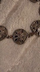 ​Vintage Textured Silver Plated Sand Dollar Link Bracelet Nautical Beach Jewelry