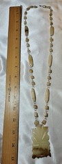 Vintage Carved Alabaster Stone Tribal Pendant Necklace