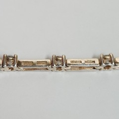 Vintage Gold Tone Sterling Silver CZ Open Chain Link Bracelet 7″