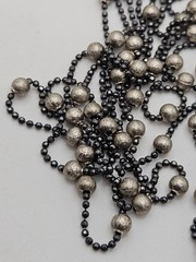 Vintage JCM Sterling Silver Italian Beaded Station Long Chain Necklace 60″