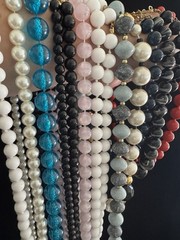 13 Vintage Beaded Necklaces, Varied Lengths And Colors. Lightweight.