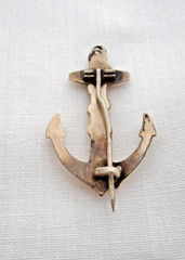 Vintage Pin Brooch Anchor Mariner Pendant Silver/Gold Tone