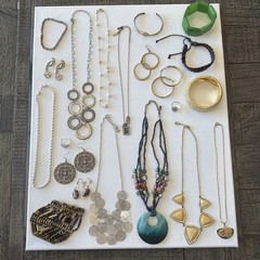 Estate Vintage Wearable Jewelry Lot Necklaces Bracelets rings Earrings Used