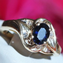 14k yellow gold 1.15ct natural diamond sz 7.5 ring sapphire vintage heated 5.3gr