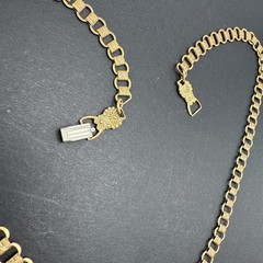 Vintage Book Chain Pendant Rhinestone Flower Necklace 17” C41