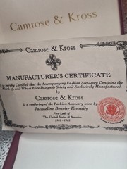 Vtg Camrose & Kross Jackie Kennedy JBK Replica Maltese Cross Necklace W/box COA