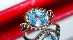 10k yellow gold ring 2.50ct blue topaz solitaire size 5.5 vintage 4.00gr N3511