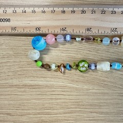 Vintage COOKIE LEE Necklace Colorful Chunky Art Glass Beads Pastels 30″ Long