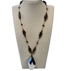 Premier Designs Prism Pendant Necklace Gold Glass Prism Beads Vtg Chunky 14″