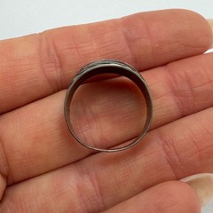 Vintage Soviet 875 Silver Niello Ring USSR Handmade Floral Size 8.5
