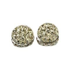 Sarah Coventry Earrings Silver Tone Clip On Reversible Crystal Accent .75 in