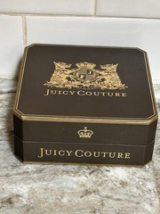 JUICY COUTURE Black Tone Chain Pave Heart & J Pendant Necklace NIB VINTAGE Y2K